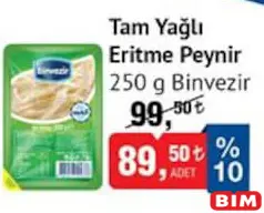 BİNVEZİR TAM YAĞLI ERİTME PEYNİR 250 G fiyat ve kampanya bilgisi
